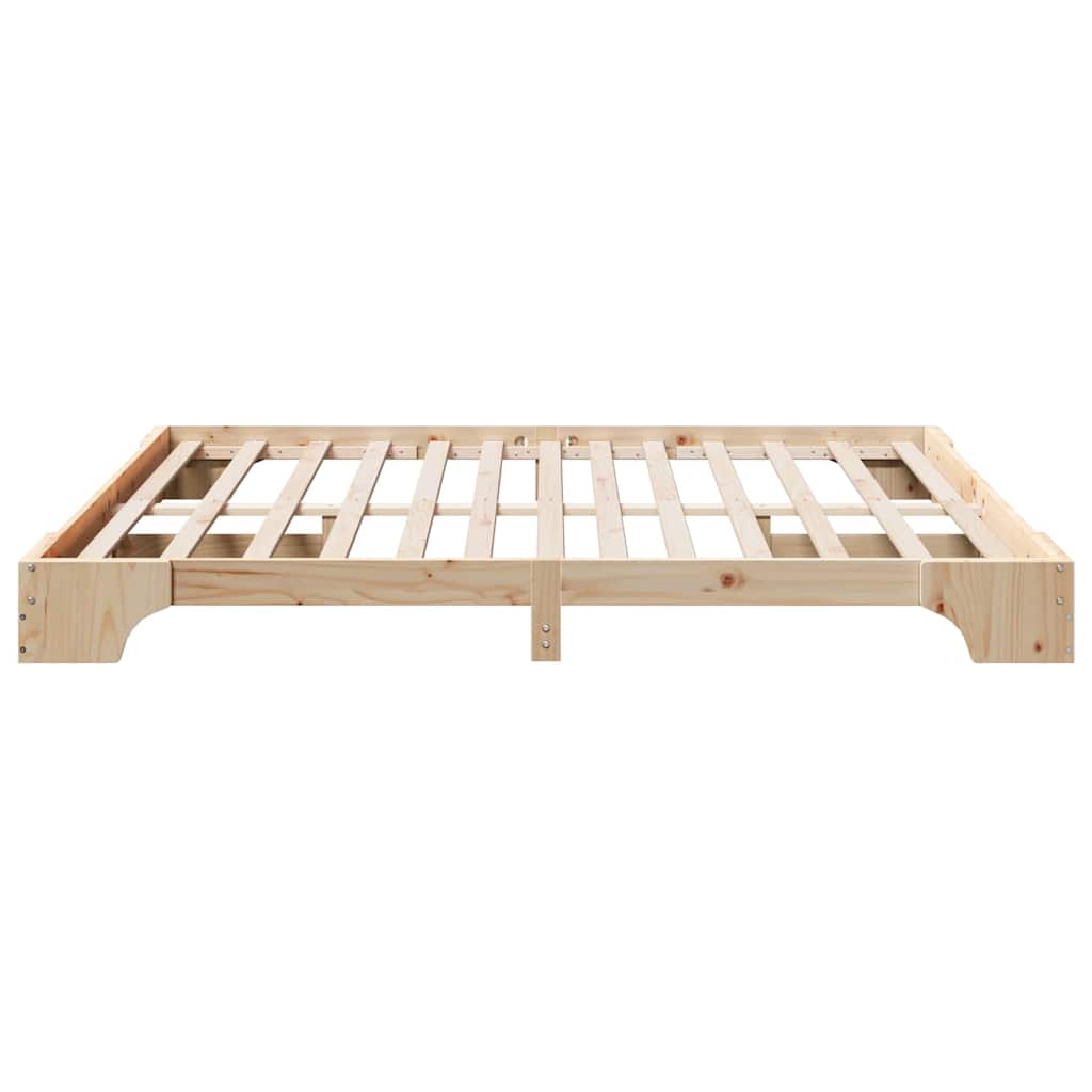 vidaXL Ramka łóżka Naturalny 200 x 200 cm Lite drewno sosnowe