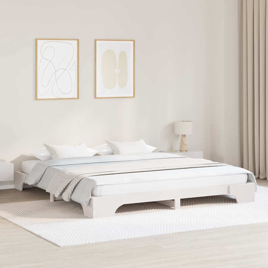 vidaXL Ramka łóżka Biały 200 x 200 cm Lite drewno sosnowe