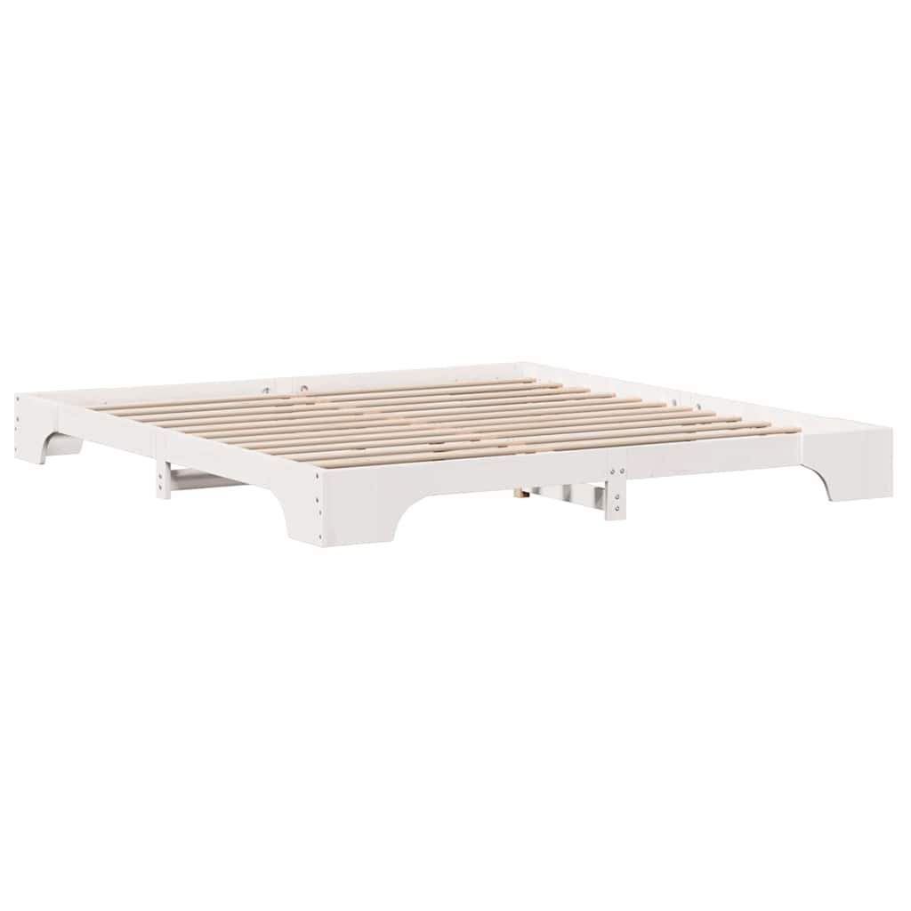 vidaXL Ramka łóżka Biały 200 x 200 cm Lite drewno sosnowe
