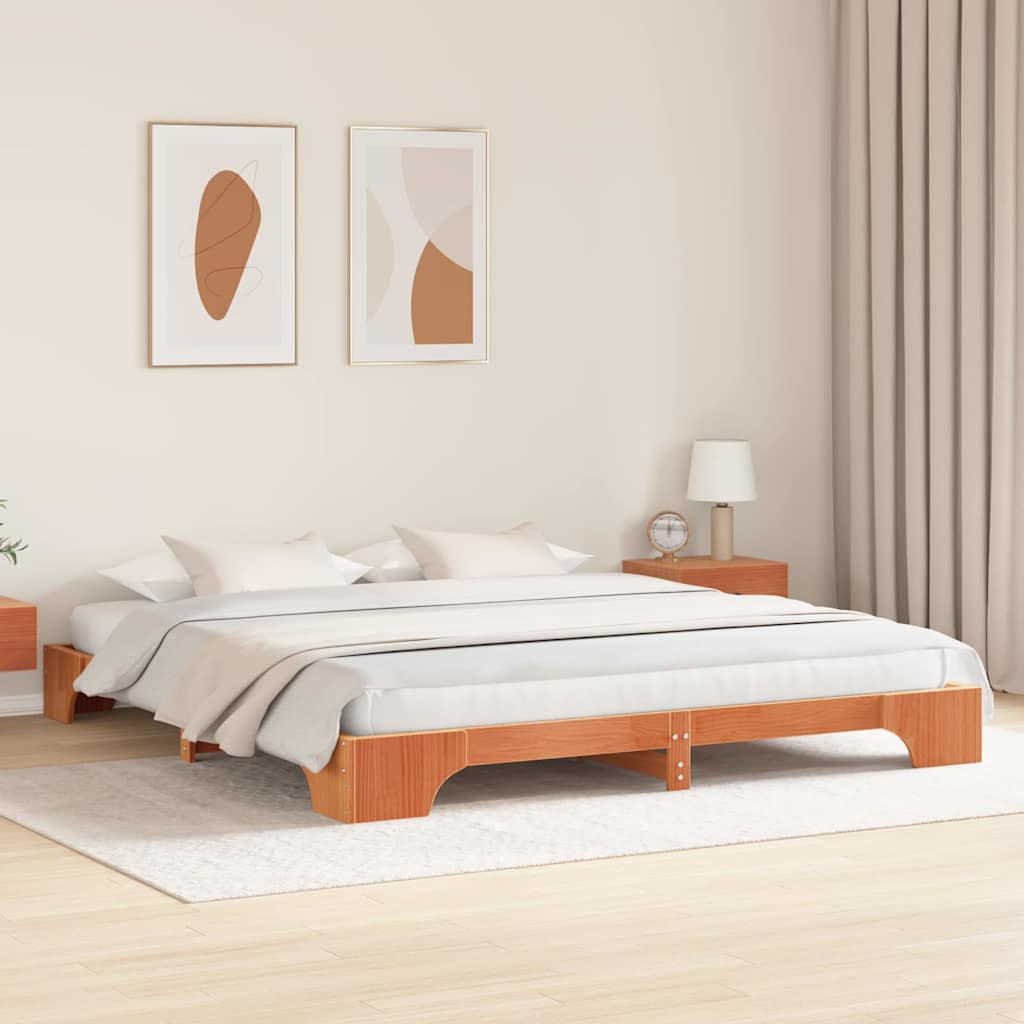 vidaXL Ramka łóżka Woskowy Brąz 200 x 200 cm Lite drewno sosnowe