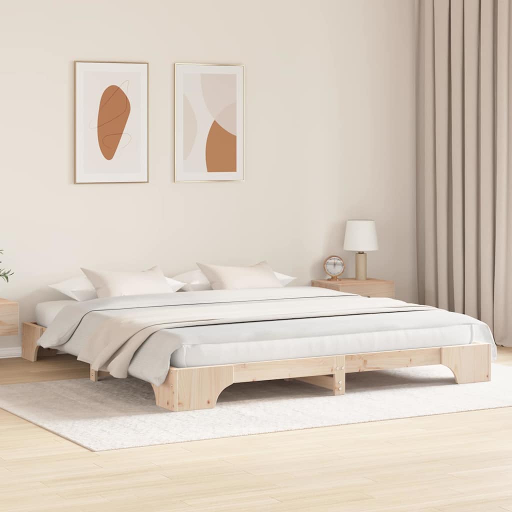 vidaXL Ramka łóżka Naturalny 180 x 200 cm Lite drewno sosnowe