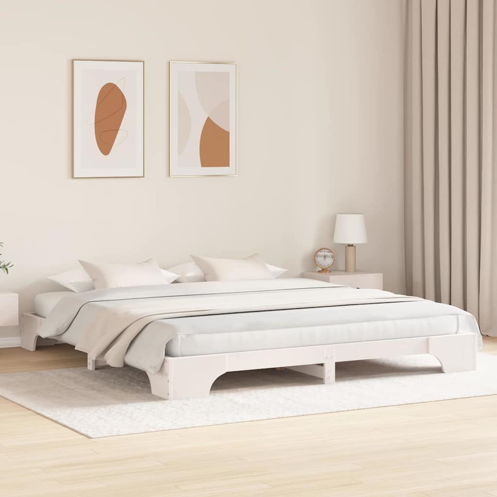 vidaXL Ramka łóżka Biały 180 x 200 cm Lite drewno sosnowe