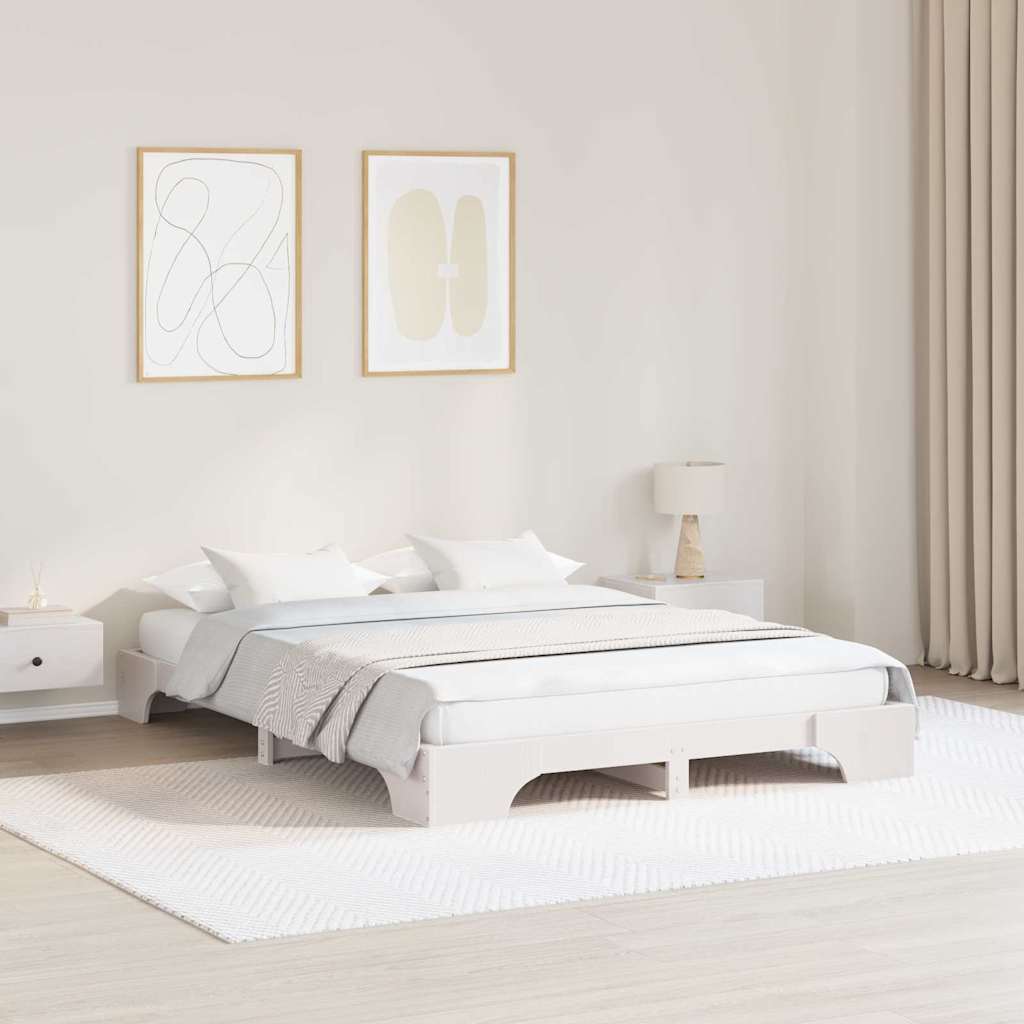 vidaXL Ramka łóżka Biały 160 x 200 cm Lite drewno sosnowe