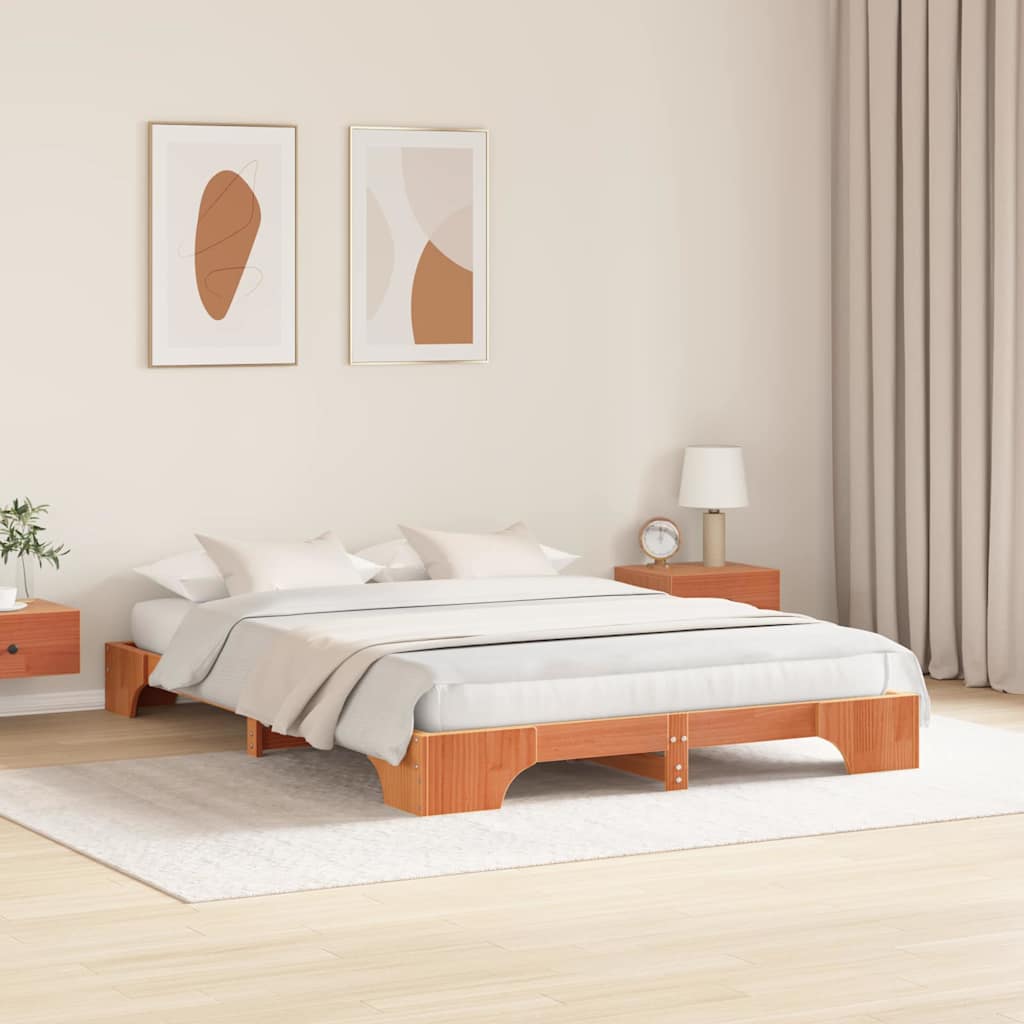 vidaXL Ramka łóżka Woskowy Brąz 160 x 200 cm Lite drewno sosnowe