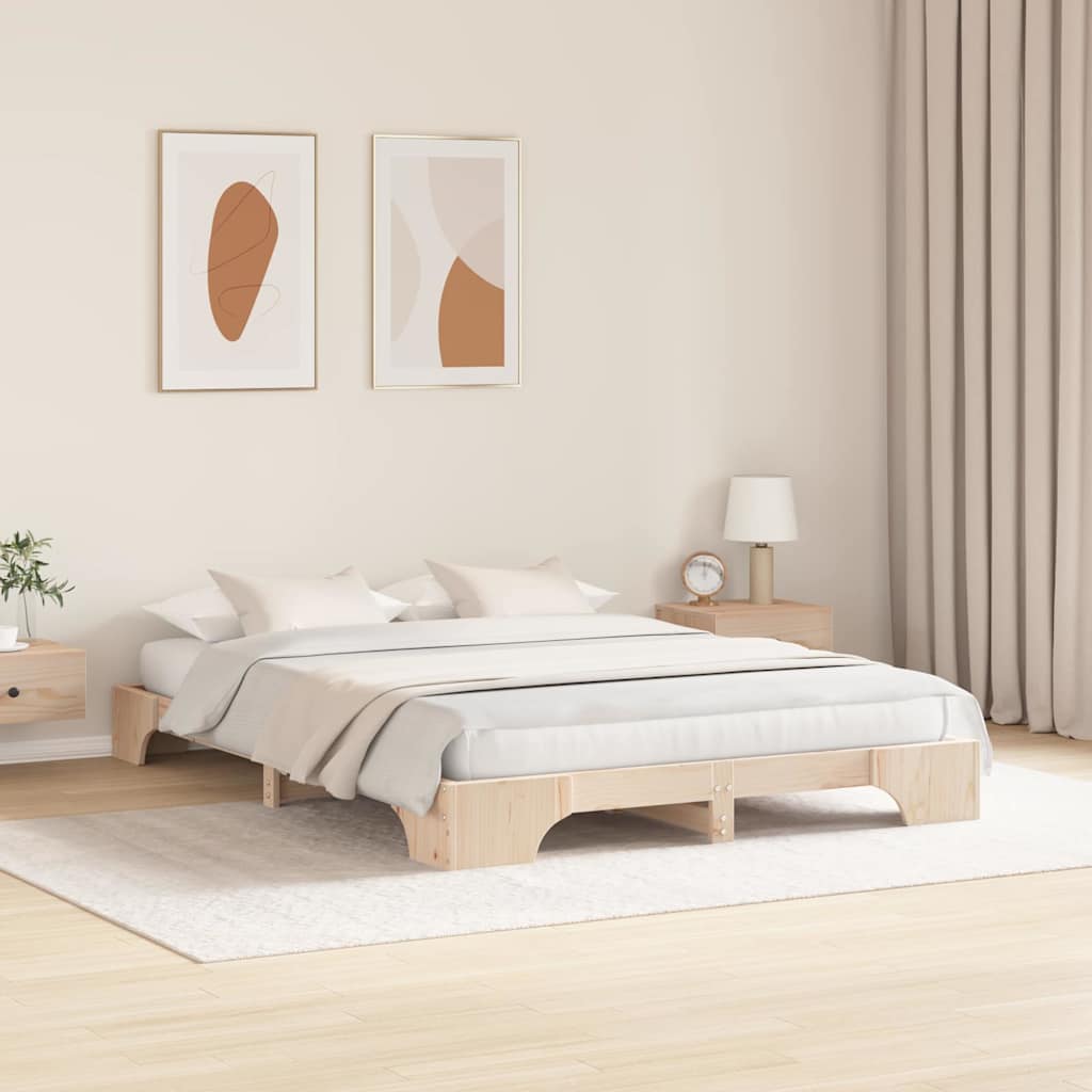 vidaXL Ramka łóżka Naturalny 150 x 200 cm Lite drewno sosnowe