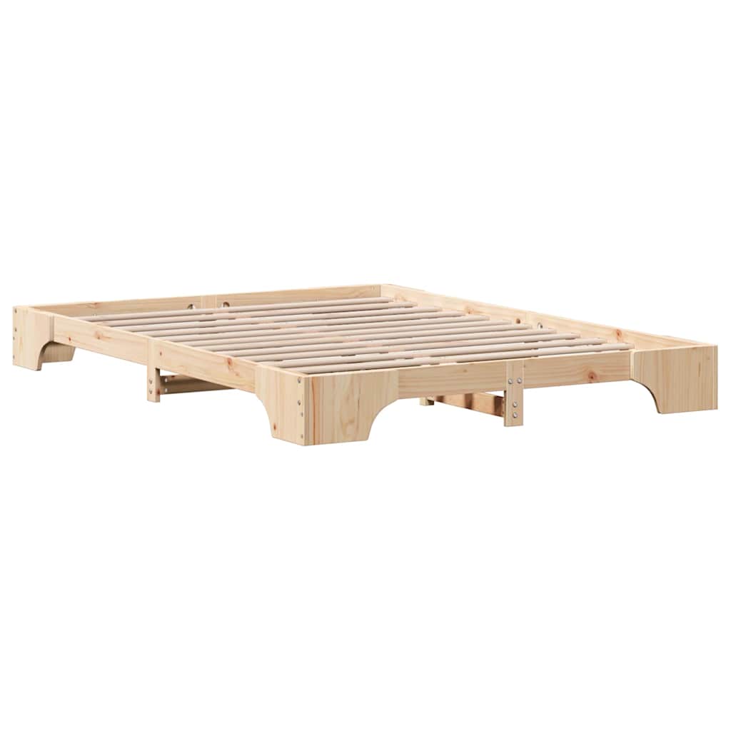 vidaXL Ramka łóżka Naturalny 150 x 200 cm Lite drewno sosnowe
