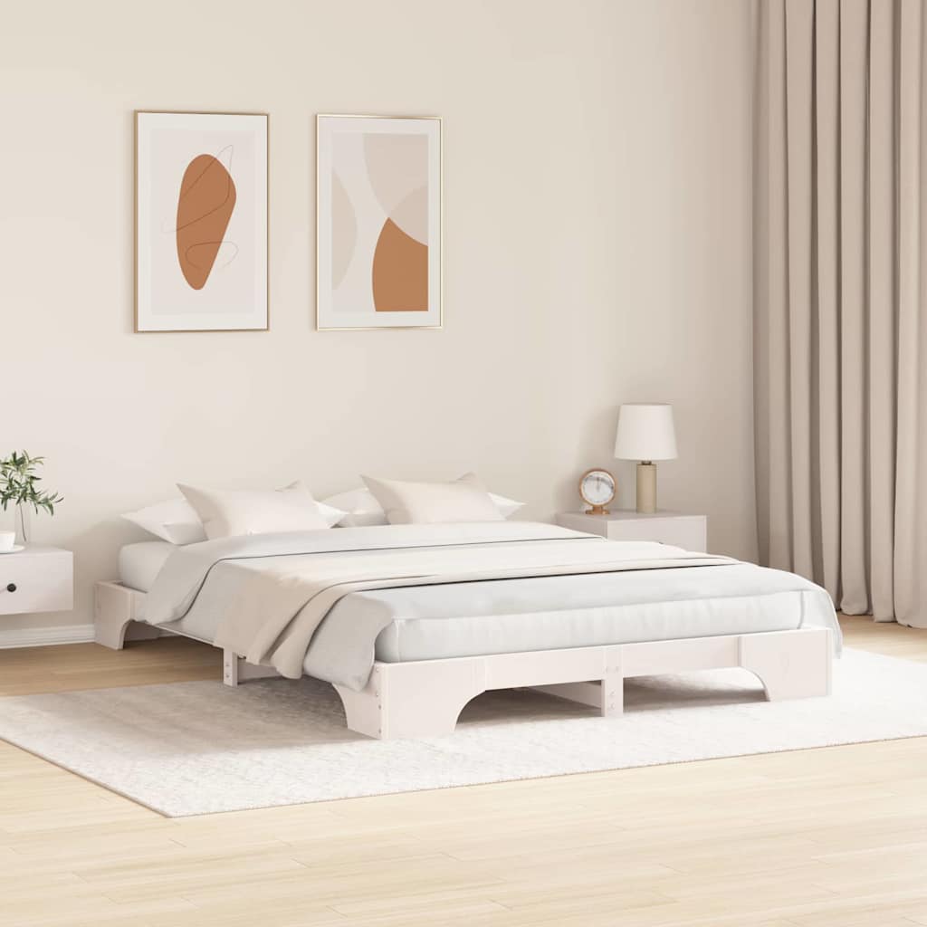 vidaXL Ramka łóżka Biały 150 x 200 cm Lite drewno sosnowe