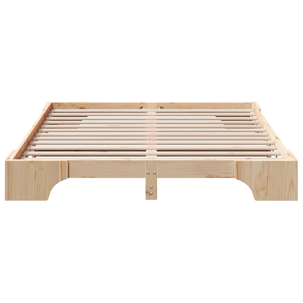 vidaXL Ramka łóżka Naturalny 140 x 200 cm Lite drewno sosnowe