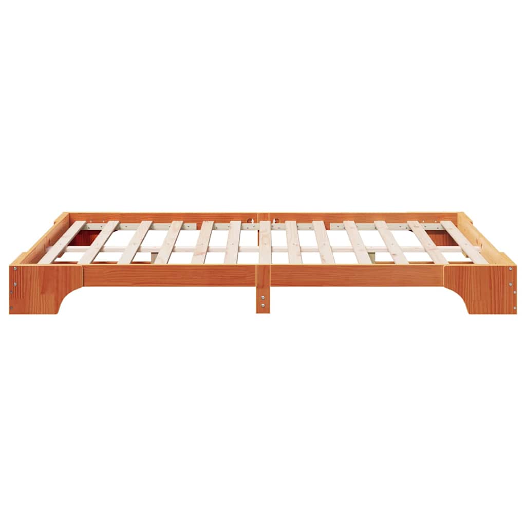 vidaXL Ramka łóżka Woskowy Brąz 140 x 200 cm Lite drewno sosnowe