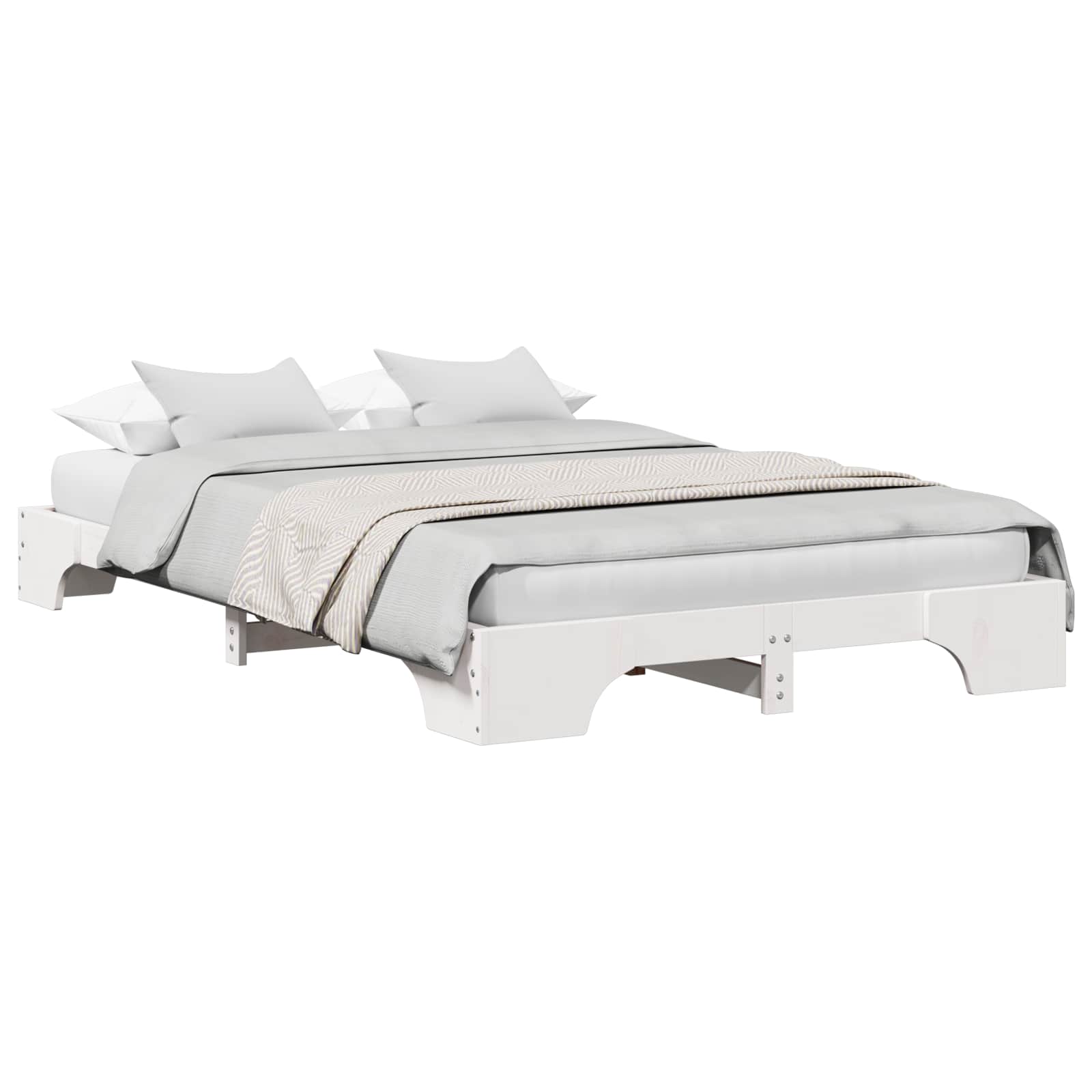 vidaXL Ramka łóżka Biały 120 x 200 cm Lite drewno sosnowe