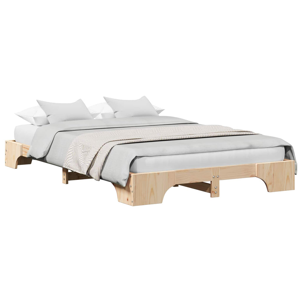 vidaXL Ramka łóżka Naturalny 140 x 190 cm Lite drewno sosnowe