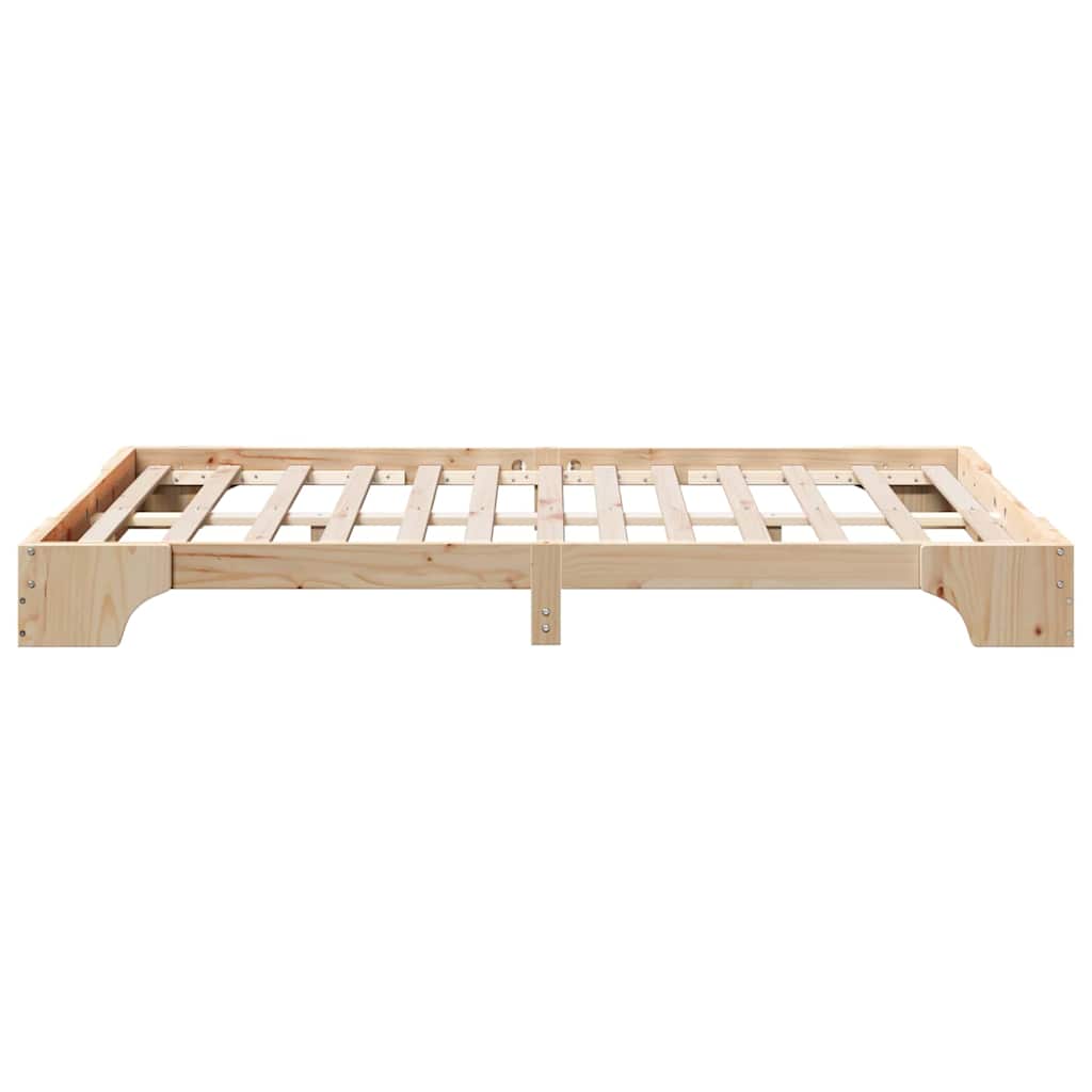 vidaXL Ramka łóżka Naturalny 140 x 190 cm Lite drewno sosnowe