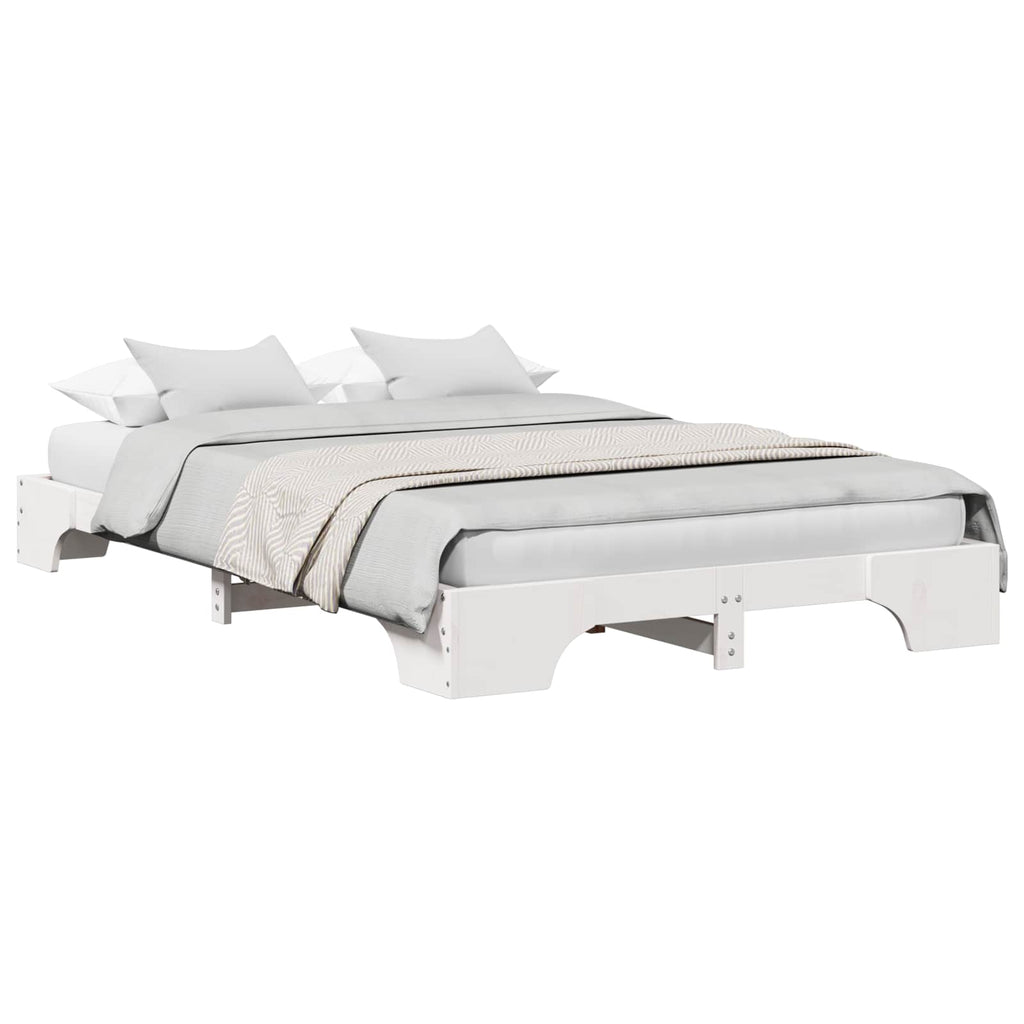 vidaXL Ramka łóżka Biały 140 x 190 cm Lite drewno sosnowe