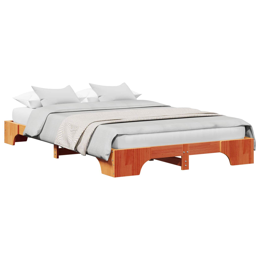 vidaXL Ramka łóżka Woskowy Brąz 140 x 190 cm Lite drewno sosnowe
