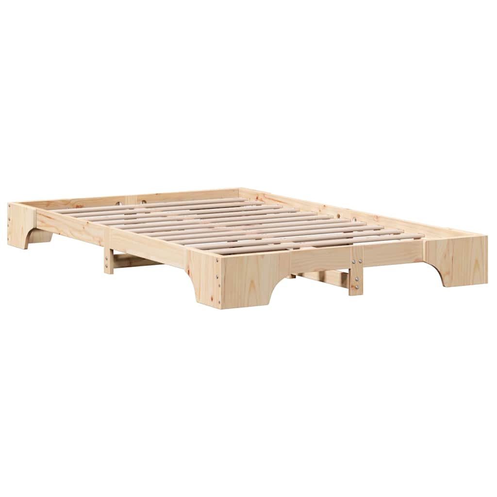vidaXL Ramka łóżka Naturalny 135 x 190 cm Lite drewno sosnowe