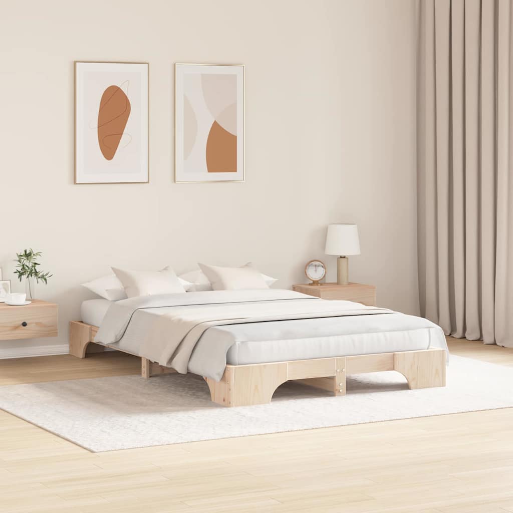 vidaXL Ramka łóżka Naturalny 120 x 190 cm Lite drewno sosnowe