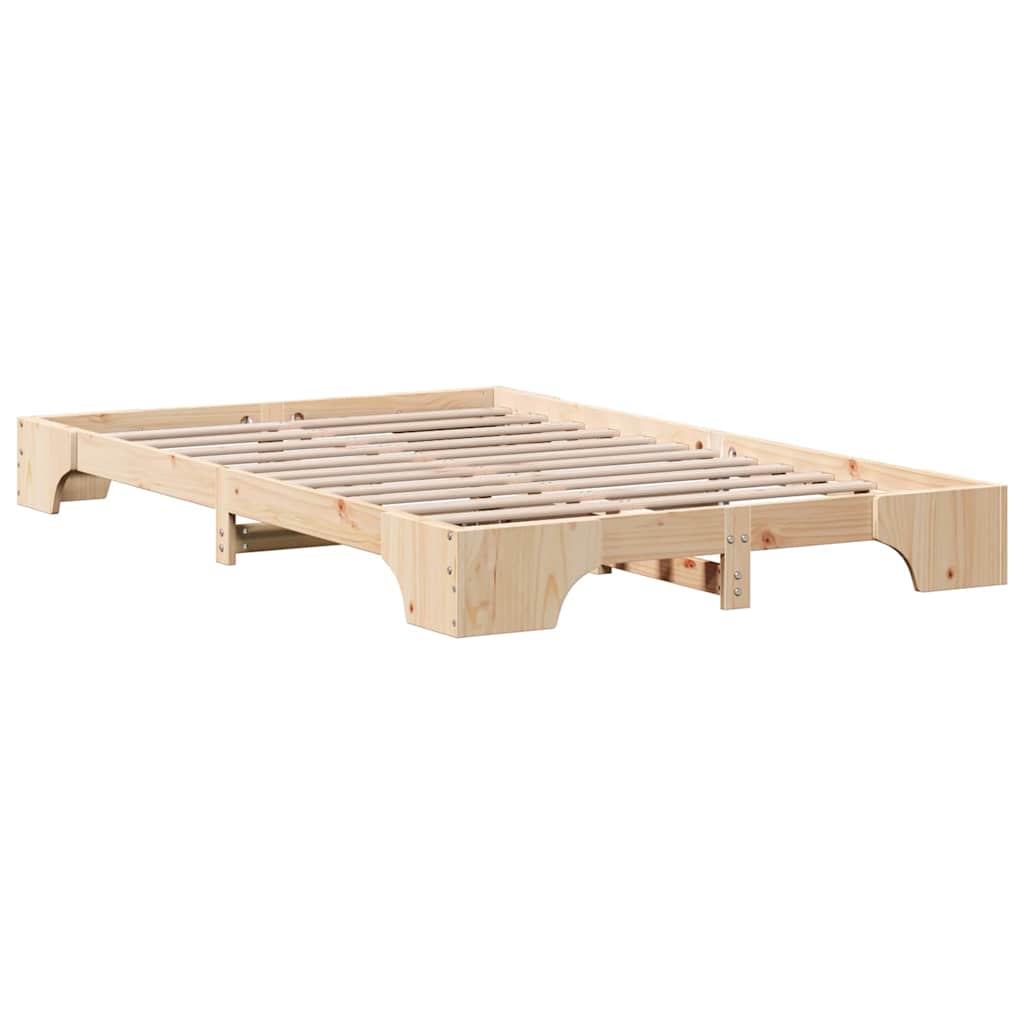 vidaXL Ramka łóżka Naturalny 120 x 190 cm Lite drewno sosnowe