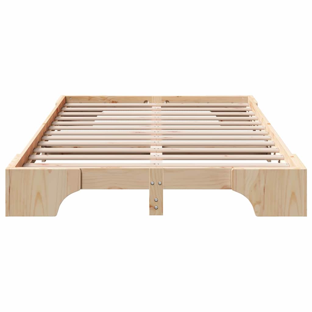 vidaXL Ramka łóżka Naturalny 120 x 190 cm Lite drewno sosnowe