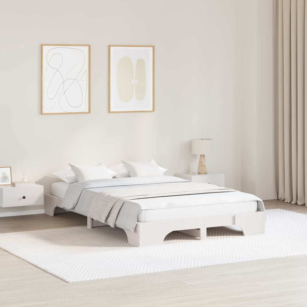 vidaXL Ramka łóżka Biały 120 x 190 cm Lite drewno sosnowe