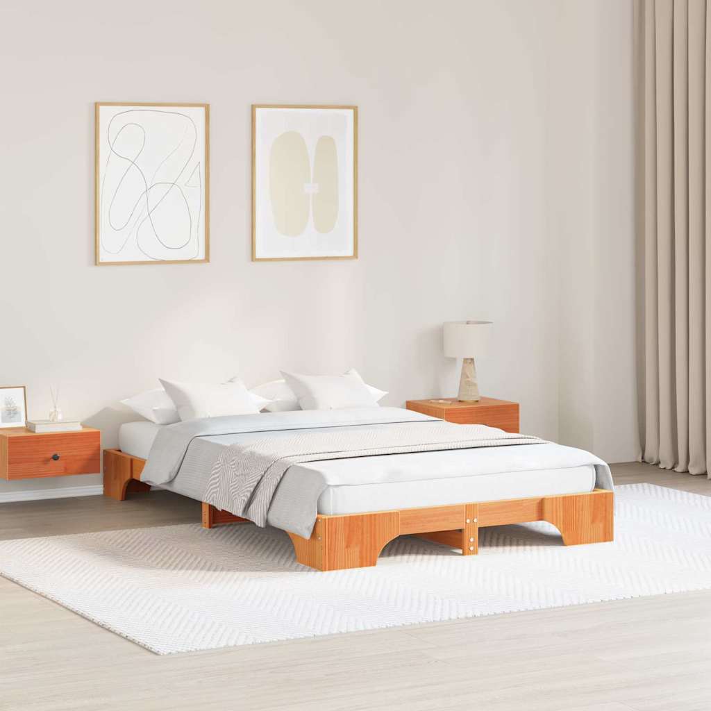 vidaXL Ramka łóżka Woskowy Brąz 120 x 190 cm Lite drewno sosnowe