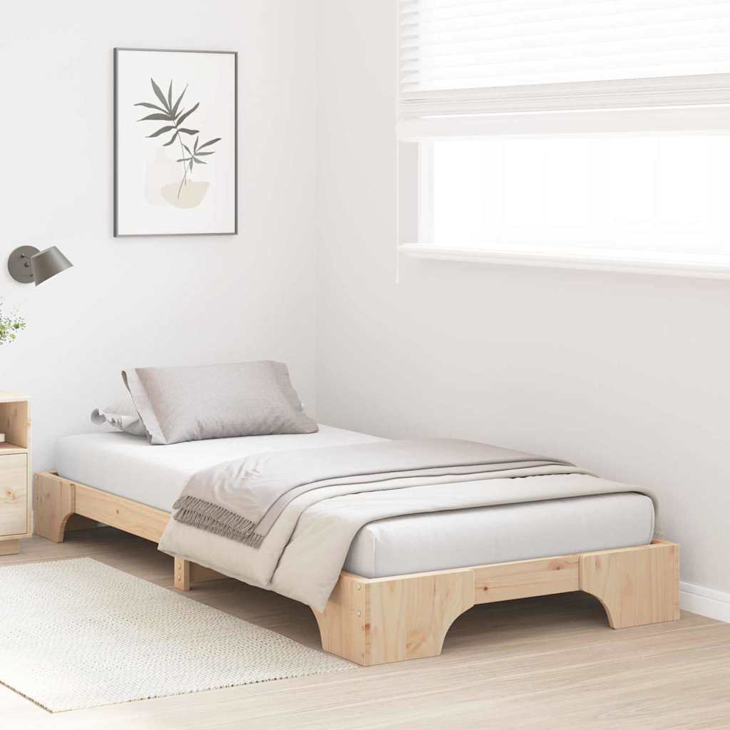 vidaXL Ramka łóżka Naturalny 100 x 200 cm Lite drewno sosnowe