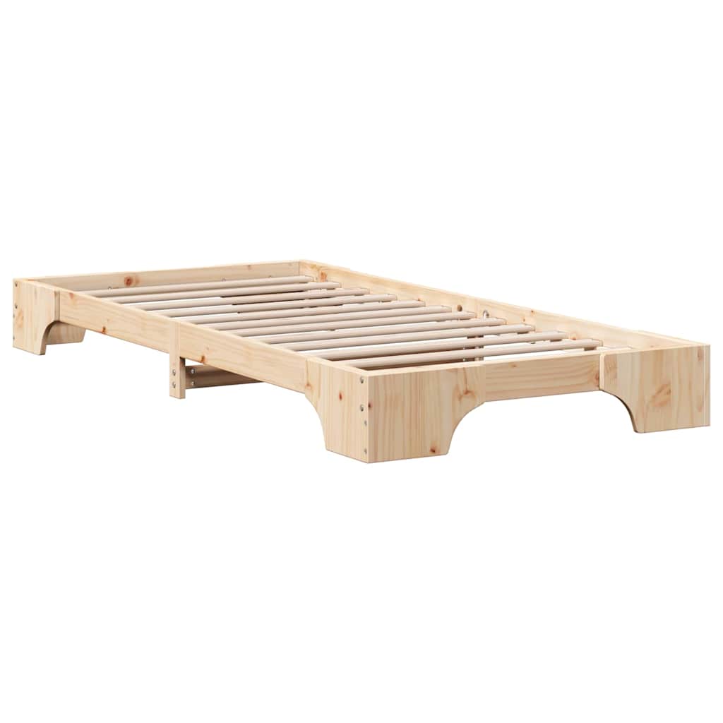 vidaXL Ramka łóżka Naturalny 100 x 200 cm Lite drewno sosnowe