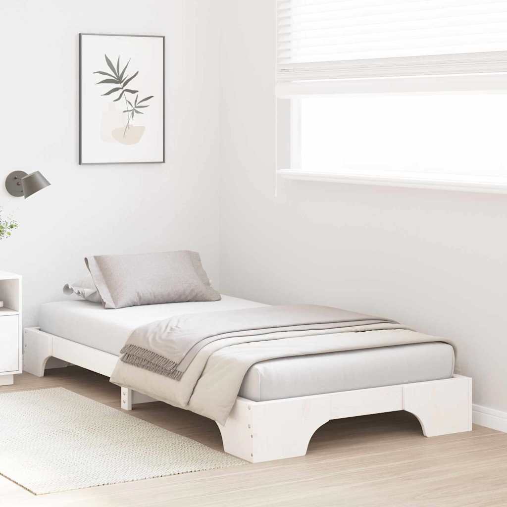 vidaXL Ramka łóżka Biały 90 x 200 cm Lite drewno sosnowe