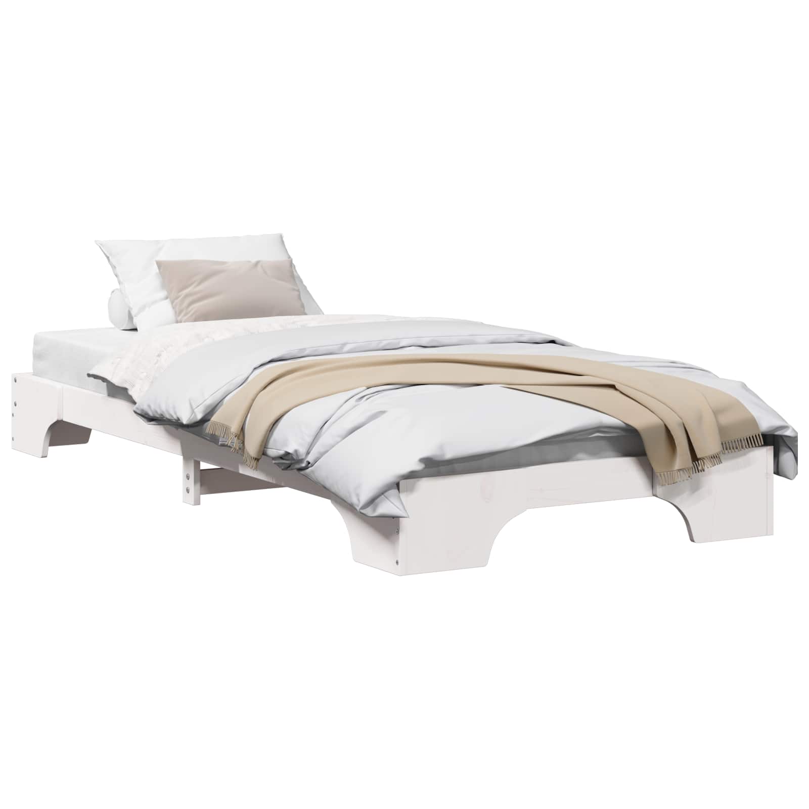 vidaXL Ramka łóżka Biały 90 x 200 cm Lite drewno sosnowe