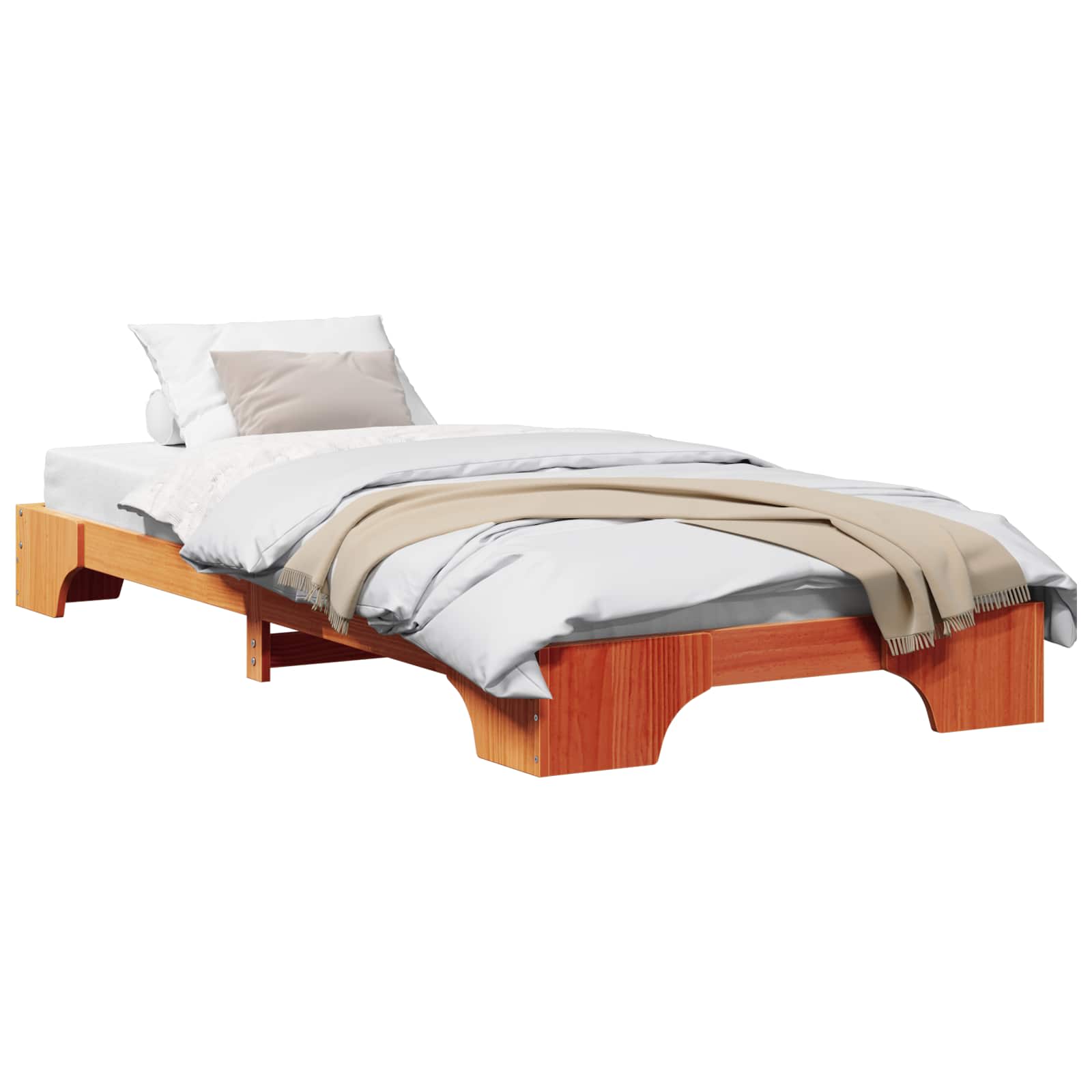 vidaXL Ramka łóżka Woskowy Brąz 90 x 200 cm Lite drewno sosnowe
