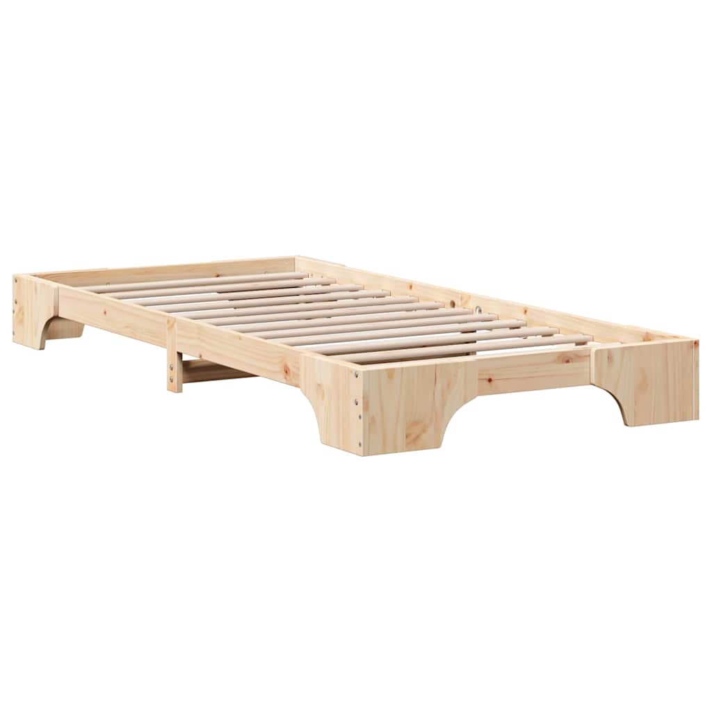 vidaXL Ramka łóżka Naturalny 80 x 200 cm Lite drewno sosnowe