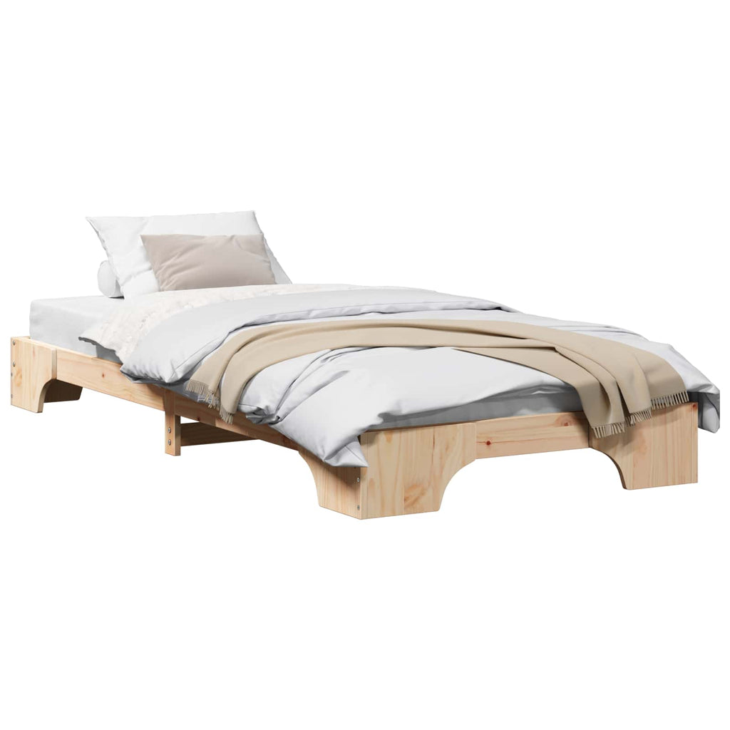 vidaXL Ramka łóżka Naturalny 90 x 190 cm Lite drewno sosnowe