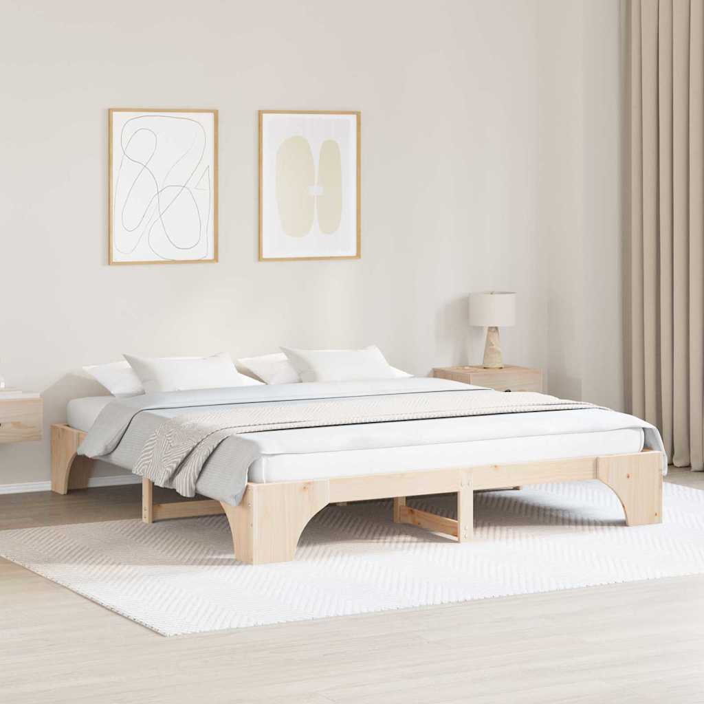 vidaXL Ramka łóżka Naturalny 200 x 200 cm Lite drewno sosnowe