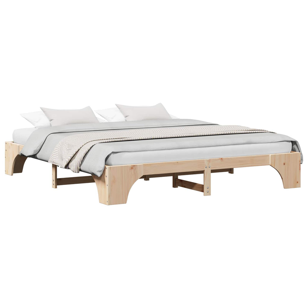 vidaXL Ramka łóżka Naturalny 200 x 200 cm Lite drewno sosnowe