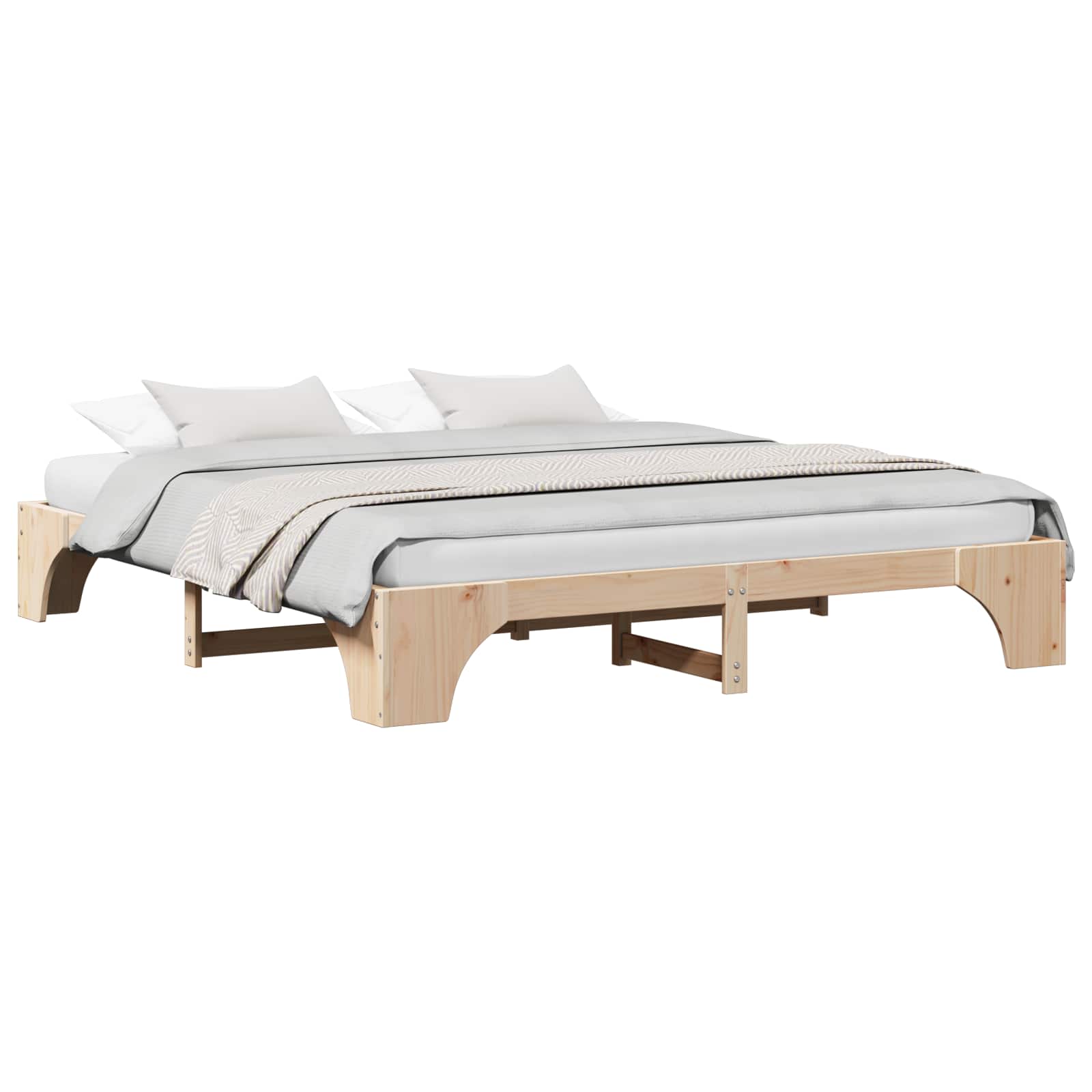vidaXL Ramka łóżka Naturalny 200 x 200 cm Lite drewno sosnowe