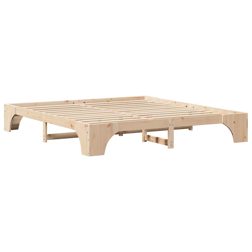 vidaXL Ramka łóżka Naturalny 200 x 200 cm Lite drewno sosnowe