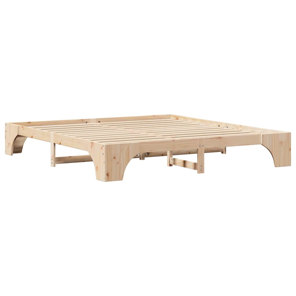 vidaXL Ramka łóżka Naturalny 200 x 200 cm Lite drewno sosnowe