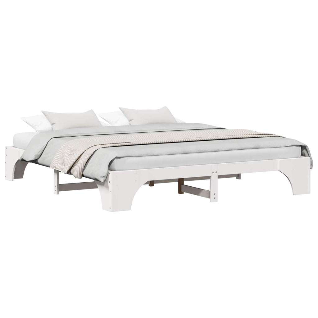 vidaXL Ramka łóżka Biały 200 x 200 cm Lite drewno sosnowe