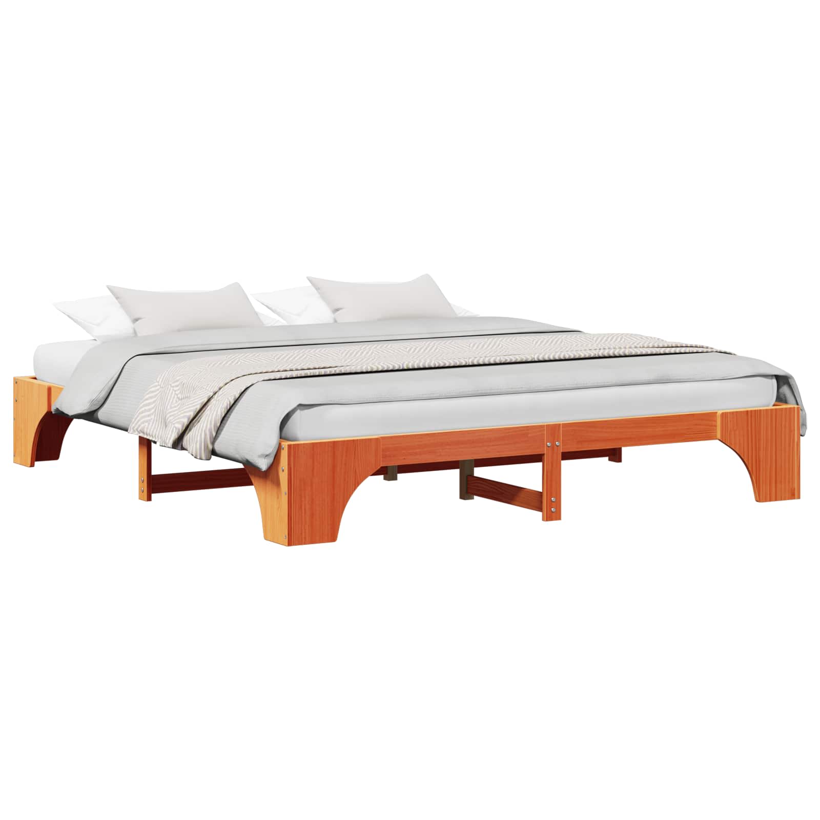 vidaXL Ramka łóżka Woskowy Brąz 200 x 200 cm Lite drewno sosnowe