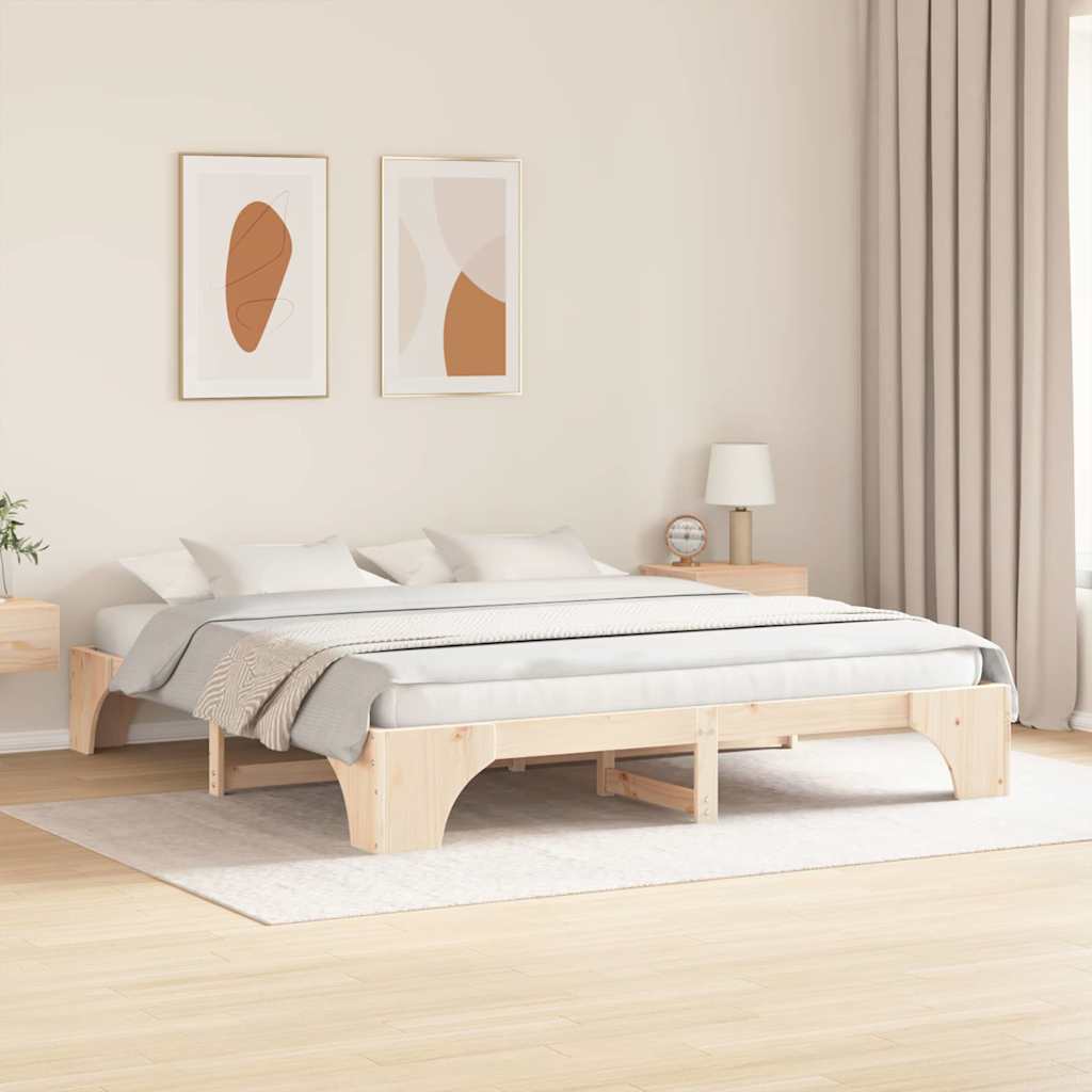 vidaXL Ramka łóżka Naturalny 180 x 200 cm Lite drewno sosnowe