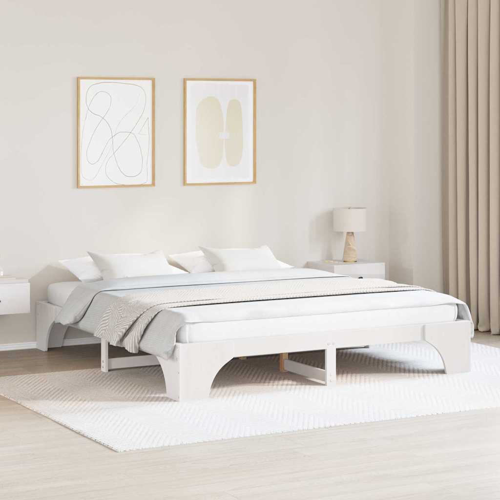 vidaXL Ramka łóżka Biały 180 x 200 cm Lite drewno sosnowe