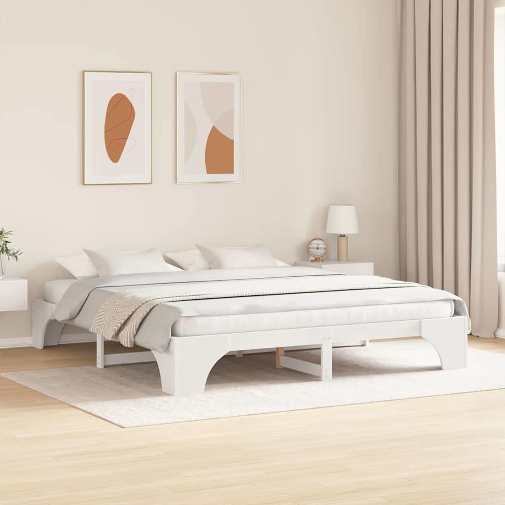vidaXL Ramka łóżka Biały 180 x 200 cm Lite drewno sosnowe