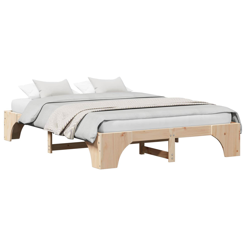 vidaXL Ramka łóżka Naturalny 160 x 200 cm Lite drewno sosnowe