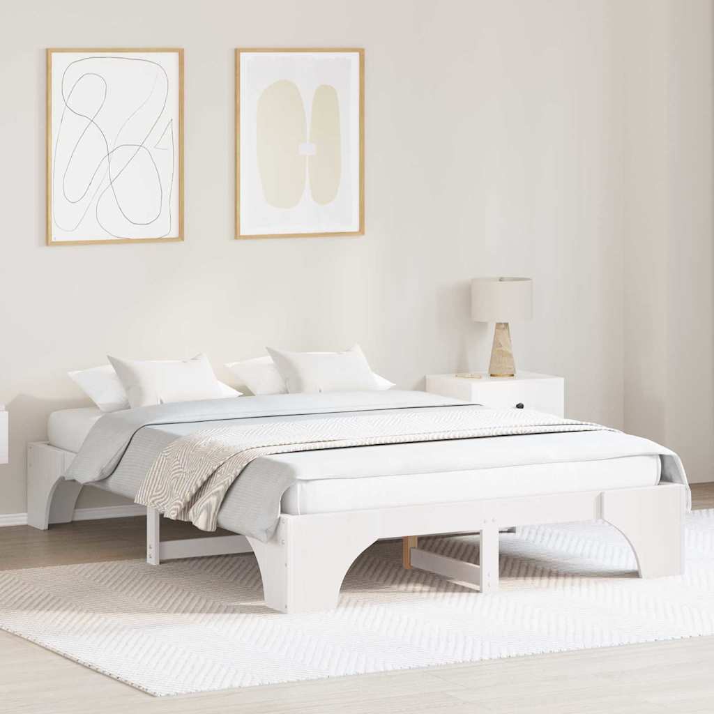 vidaXL Ramka łóżka Biały 160 x 200 cm Lite drewno sosnowe