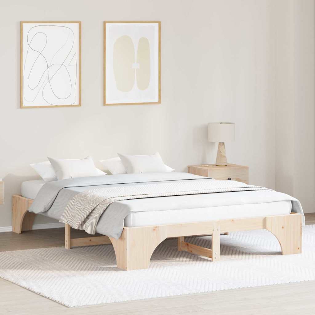 vidaXL Ramka łóżka Naturalny 150 x 200 cm Lite drewno sosnowe