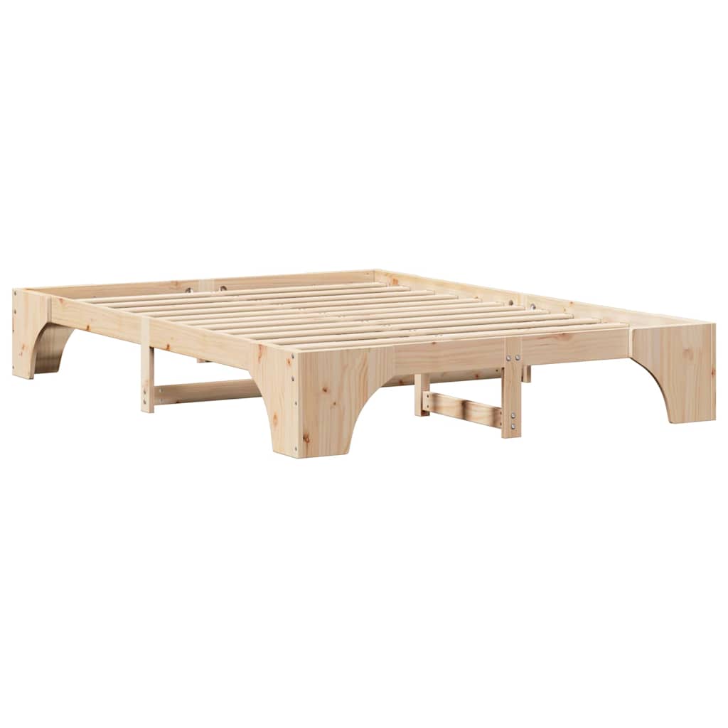 vidaXL Ramka łóżka Naturalny 150 x 200 cm Lite drewno sosnowe