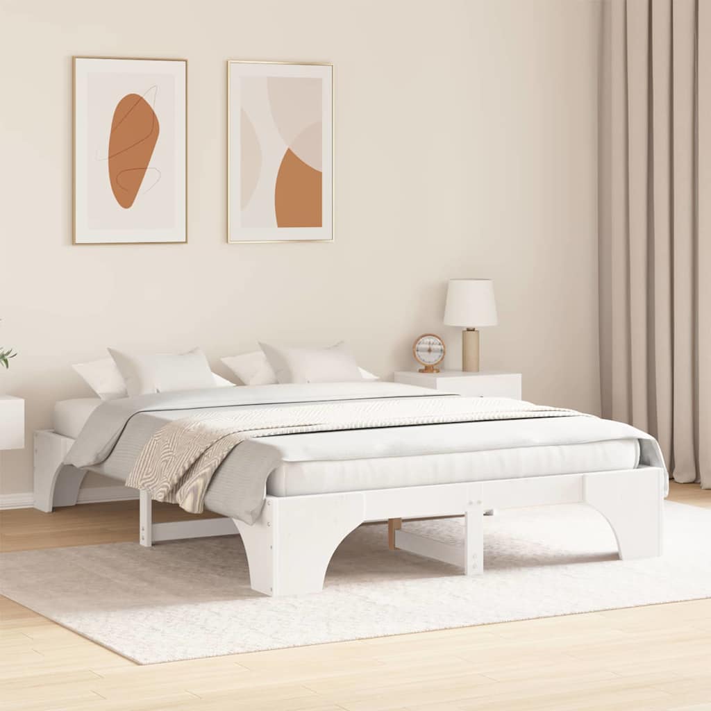 vidaXL Ramka łóżka Biały 140 x 200 cm Lite drewno sosnowe