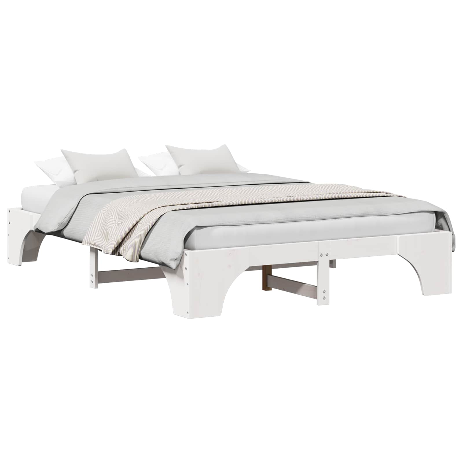 vidaXL Ramka łóżka Biały 140 x 200 cm Lite drewno sosnowe