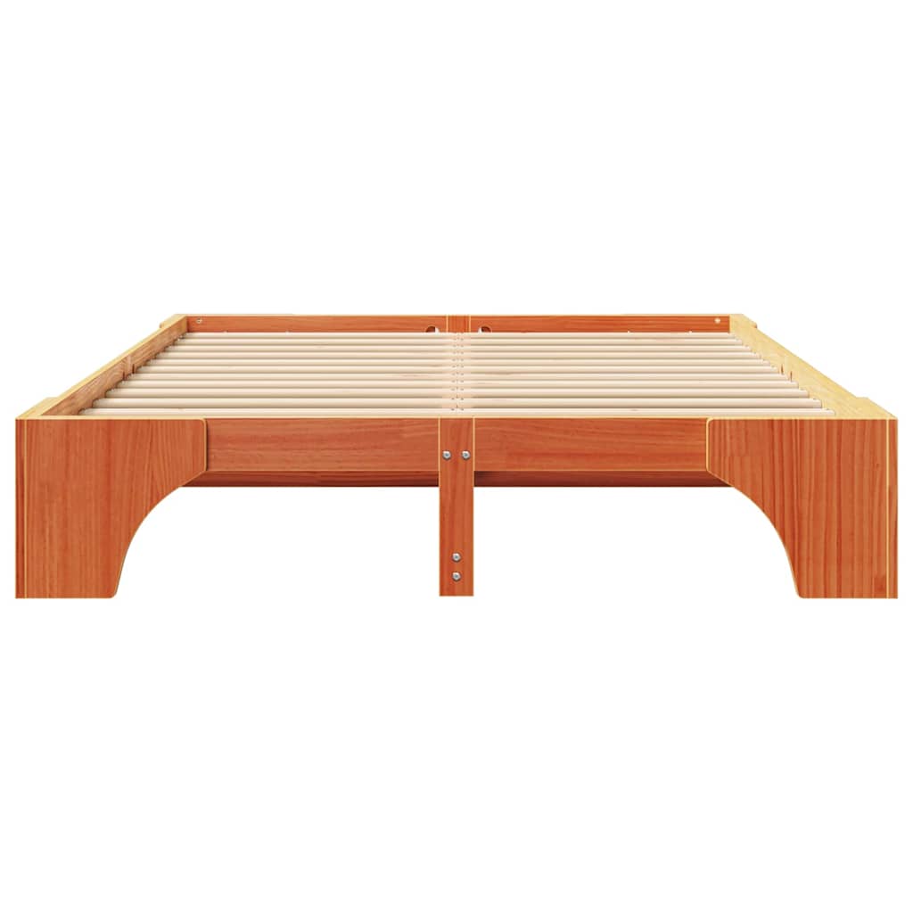 vidaXL Ramka łóżka Woskowy Brąz 140 x 200 cm Lite drewno sosnowe
