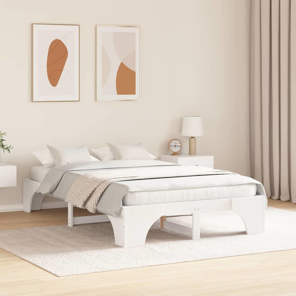 vidaXL Ramka łóżka Biały 140 x 190 cm Lite drewno sosnowe