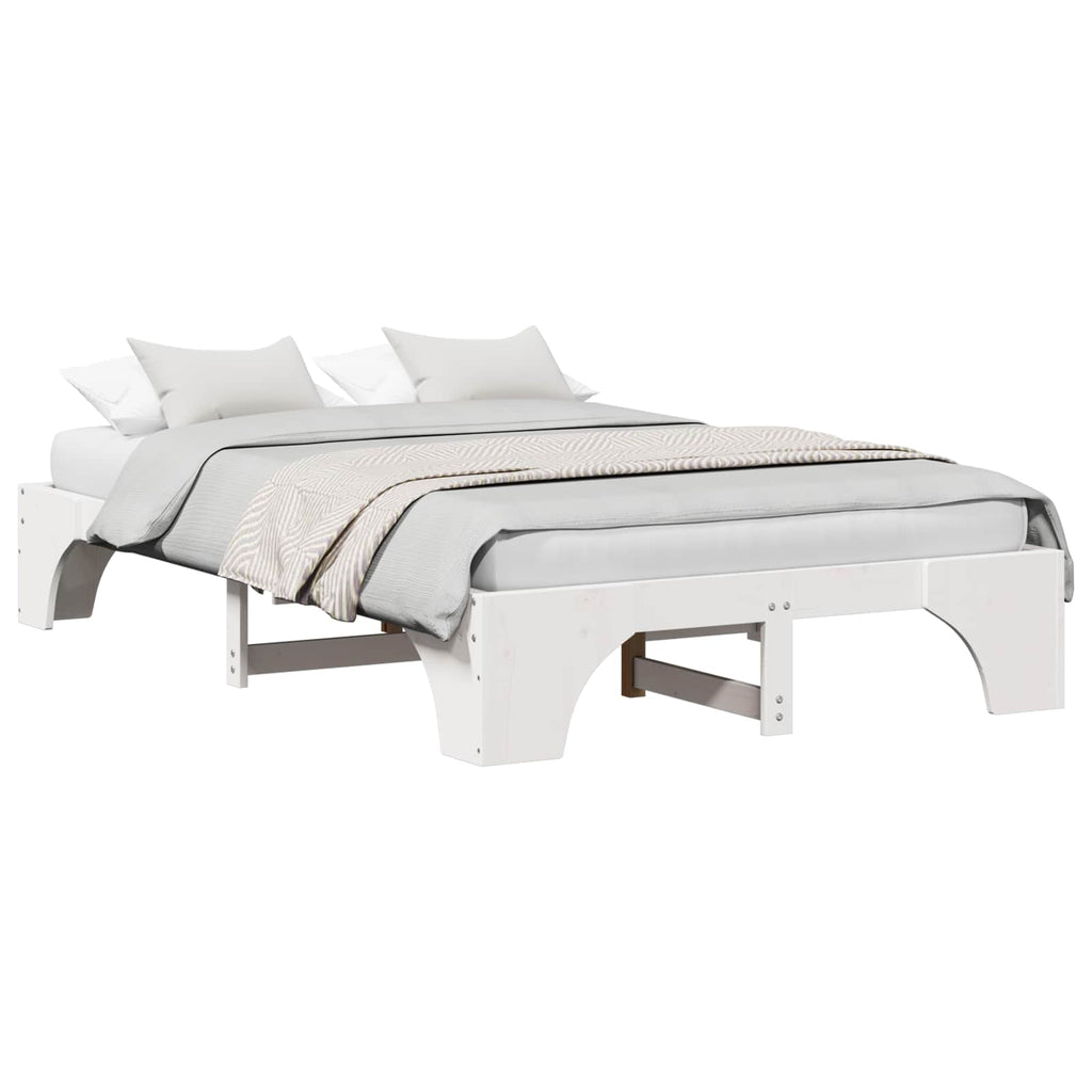 vidaXL Ramka łóżka Biały 140 x 190 cm Lite drewno sosnowe